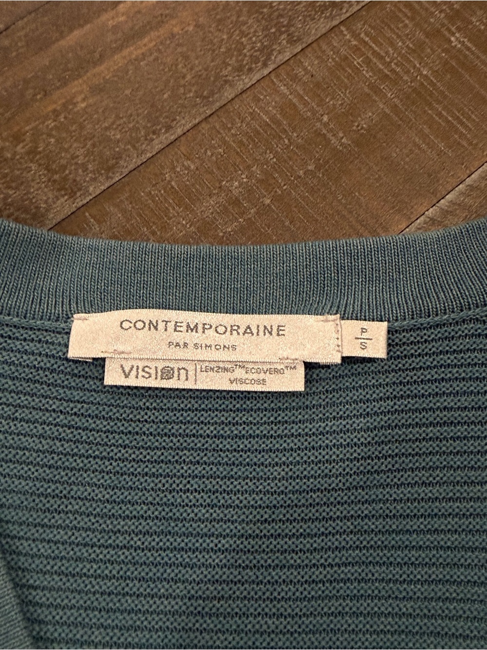 Simons Teal Ribbed V-Neck Button Cardigan - Picture 2 of 2